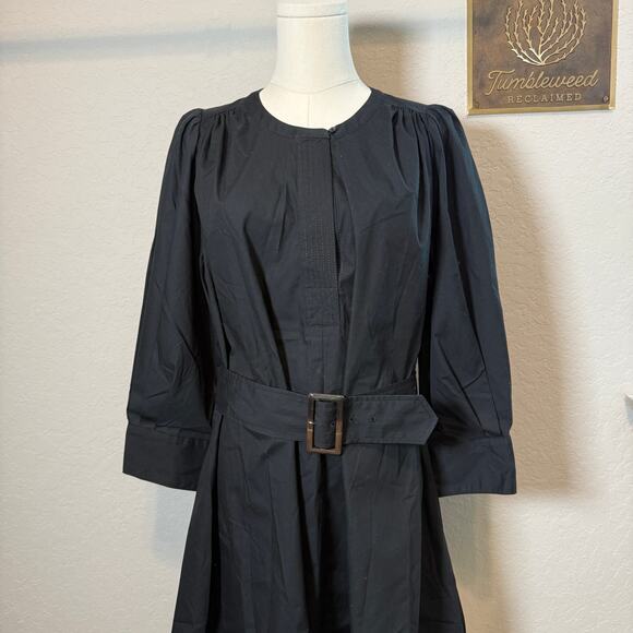 Women's Banana Republic Black Belted Waist Cotton Fit and Flare Dress Size S NEW - Picture 9 of 12